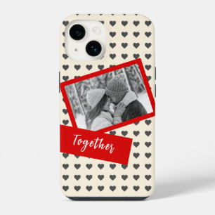 Coque Pour iPhone 14 Beige et rouge coeur cadeau Couple Romance