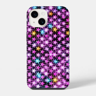 Coque Pour iPhone 14 belles étoiles violettes colorées brillantes
