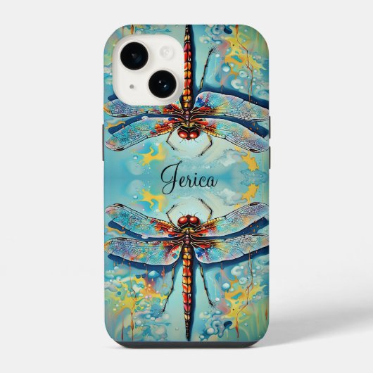 Coque Pour iPhone 14 Belles libellules (Verso)