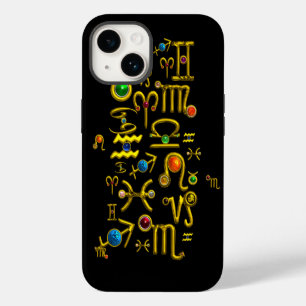 COQUE POUR iPhone 14 BIJOUX D'ANNIVERSAIRE DU ZODIAQUE EN OR, PIERRES P