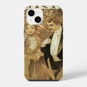 Coque Pour iPhone 14 Biscuits Flirt Art Nouveau Vintage, Alphonse Mucha