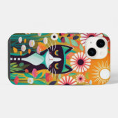 Coque Pour iPhone 14 Black Cat in The Garden (Verso Horizontal)
