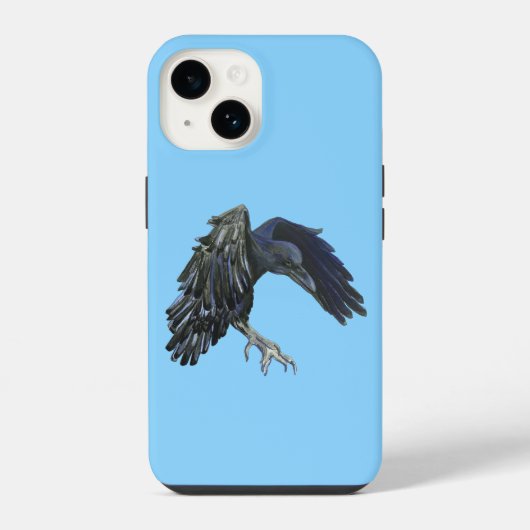 Coque Pour iPhone 14 Black Crow Master of Time Illustration Sky Blue (Verso)