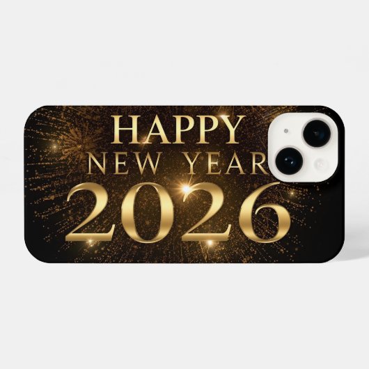 Coque Pour iPhone 14 black gold new year phone case (Verso Horizontal)