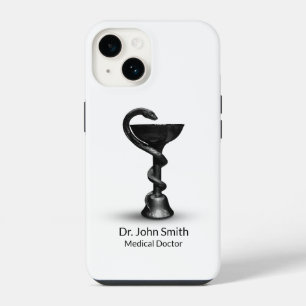 Coque Pour iPhone 14 Black Snake Bowl Hygieia White Caduceus Médicale