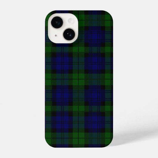 Coque Pour iPhone 14 Black Watch Tartan bleu vert Plaid (Verso)