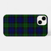 Coque Pour iPhone 14 Black Watch Tartan bleu vert Plaid (Verso Horizontal)