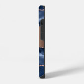 Coque Pour iPhone 14 Bleu agate marbre rose or nom script (Côté gauche)