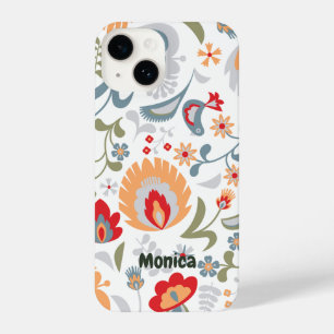 Coque Pour iPhone 14 Bleu blanc et bleu roux jaune pâtisserie