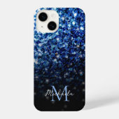 Coque Pour iPhone 14 Bleu foncé foncé brillant parties scintillant scin (Verso)