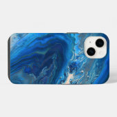 Coque Pour iPhone 14 Bleu Marbre Agate Texture Fluide Art (Verso Horizontal)