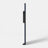 Coque Pour iPhone 14 Bleu Nuit Rayures Blanches Gras (Côté gauche)