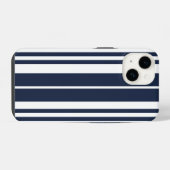 Coque Pour iPhone 14 Bleu Nuit Rayures Blanches Gras (Verso Horizontal)