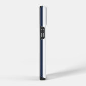 Coque Pour iPhone 14 Bleu Nuit Rayures Blanches Gras (Côté droit)