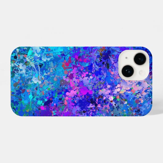 Coque Pour iPhone 14 Bleu rose Turquoise gouttes Abstraction (Verso Horizontal)