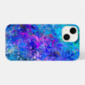 Coque Pour iPhone 14 Bleu rose Turquoise gouttes Abstraction (Verso Horizontal)
