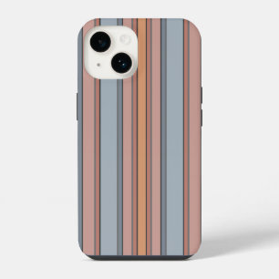 Coque Pour iPhone 14 Bloc de couleur bleu rose gris Bandes verticales