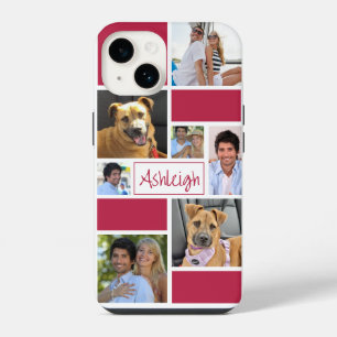 Coque Pour iPhone 14 Bloc de couleur personnalisé Collage de 7 photos P