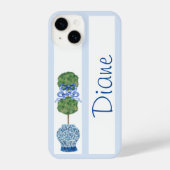 Coque Pour iPhone 14 Blue Chinoiserie Ginger Jar Jars Topiary (Verso)