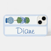 Coque Pour iPhone 14 Blue Chinoiserie Ginger Jar Jars Topiary (Verso Horizontal)