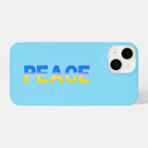 Coque Pour iPhone 14 Blue jaune PEACE Ukraine Inspiration minimaliste