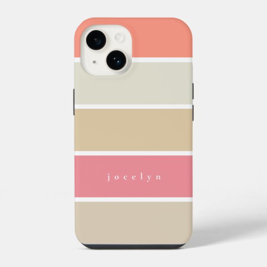 Coque Pour iPhone 14 Blush et rectangles monochromes couleur pêche pers (Verso)