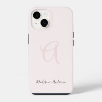 Blush Rose Monogramme Moderne Minimaliste Féminin