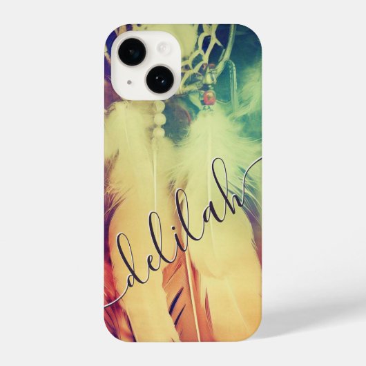 Coque Pour iPhone 14 Boho Bohemian Dreamcatcher Feathers Retro Stunning (Verso)