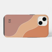 Coque Pour iPhone 14 Boho Pastel Vagues Monogram Soft Orange (Verso Horizontal)