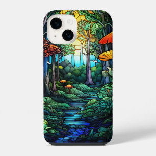 Coque Pour iPhone 14 bois d'imaginaire en vitrail mignon