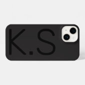 Coque Pour iPhone 14 Boîtier de téléphone monogramme noir personnalisab (Verso Horizontal)