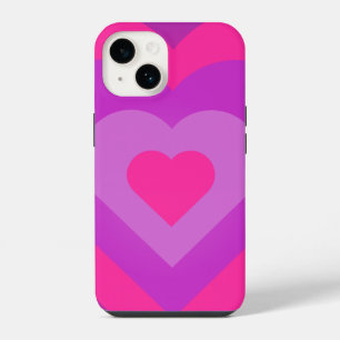 Coque Pour iPhone 14 Boîtier iphone 14 à motif de cœur rose et violet.