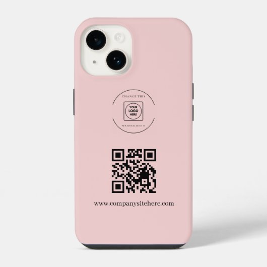 Coque Pour iPhone 14 Boîtier iphone Code QR Logo Rose Pâle pour Entrepr (Verso)