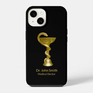 Coque Pour iPhone 14 Bol Hygieia en or serpent Caducée de qualité médic