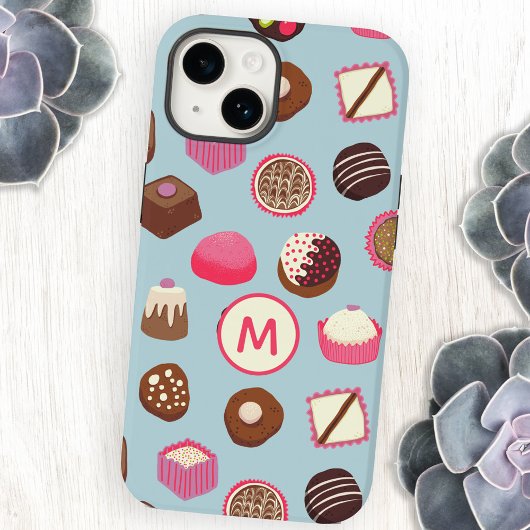 Coque Pour iPhone 14 Bonbons au chocolat Monogramme