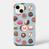 Coque Pour iPhone 14 Bonbons au chocolat Monogramme (Verso)