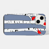 Coque Pour iPhone 14 Bouleaux et Oiseaux (Verso Horizontal)