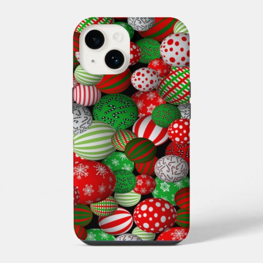 Coque Pour iPhone 14 Boules de Noël 3D (Verso)