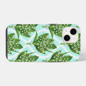 Coque Pour iPhone 14 Bouquet de lis de la vallée fleurs sur le bleu (Verso Horizontal)