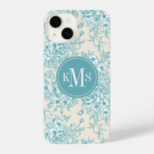 Coque Pour iPhone 14 Bouquet Rose bleu Jardin Motif Floral