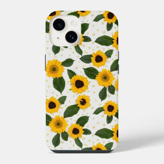 Coque Pour iPhone 14 Bright sunflower pattern (Verso)