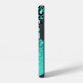 Coque Pour iPhone 14 Bright Turquoise Léopard Ombré Monogramme (Côté gauche)