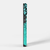 Coque Pour iPhone 14 Bright Turquoise Léopard Ombré Monogramme (Côté droit)