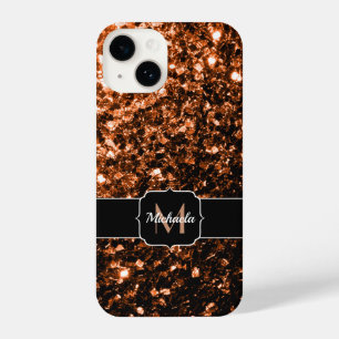 Coque Pour iPhone 14 Bronze brun brun faux parties scintillant de cuivr