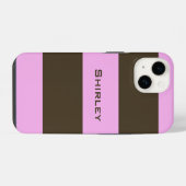 Coque Pour iPhone 14 Brown blanc rose et chocolat par STaylor (Verso Horizontal)