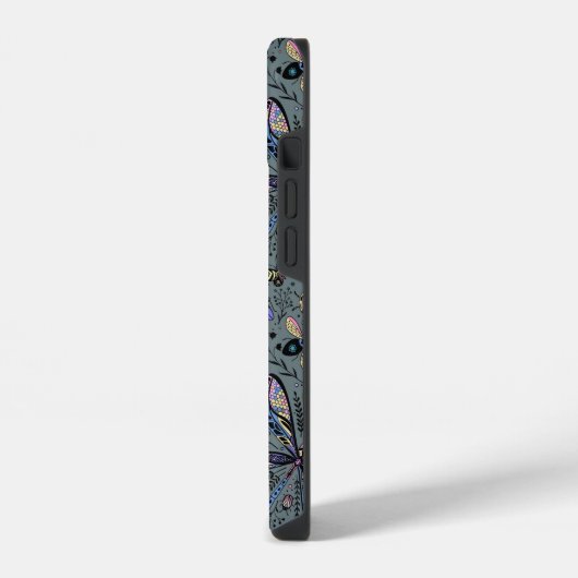 Coque Pour iPhone 14 Bugs de Doodle sur le gris de latte (Côté gauche)