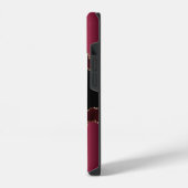 Coque Pour iPhone 14 Burgundy noir or agate marbre nom script (Côté gauche)