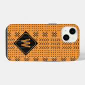 Coque Pour iPhone 14 Burnt Orange moderne Mudcloth Monogramme africain (Verso Horizontal)