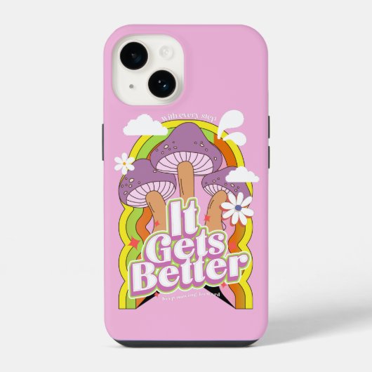 Coque Pour iPhone 14 Ça s'améliore | Rétro de bonnes vibrations et ambi (Verso)