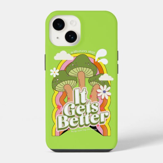 Coque Pour iPhone 14 Ça s'améliore | Rétro de bonnes vibrations et ambi (Verso)